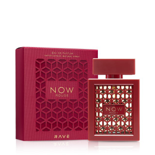 Lattafa Perfume Rave Now Rouge EDP 100 ml — упаковка товара; крупный план; на белом фоне; самый широкий кадр