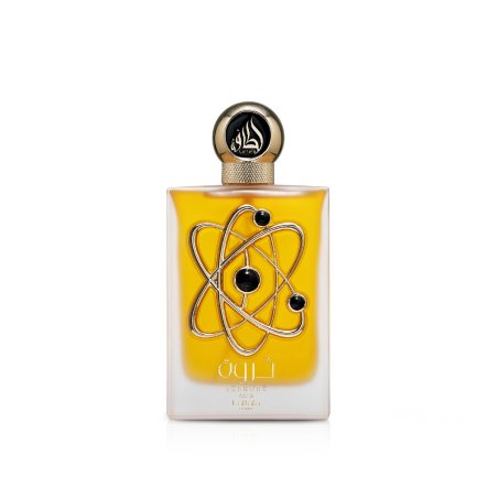 Lattafa Perfume Pride Tharwah Gold EDP 100 ml — товар и упаковка; полная композиция; на белом фоне
