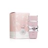 Lattafa Perfume Yara EDP 100 ml — товар и упаковка; полная композиция; на белом фоне; самый широкий кадр