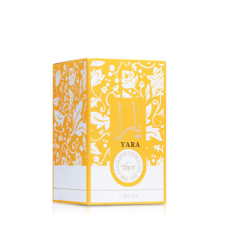 Lattafa Perfume Yara Tous EDP 100 ml — productverpakking; volledige compositie; op een witte achtergrond; ruimste kadrering