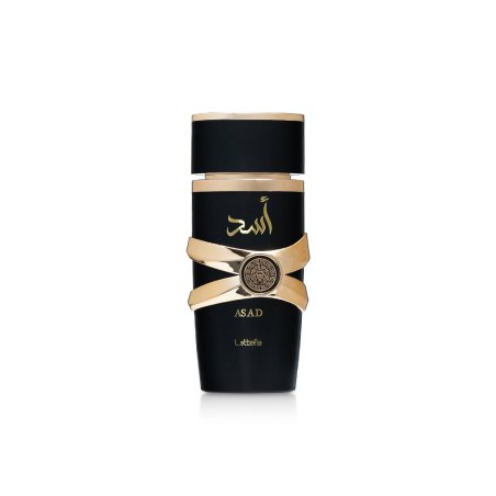 Lattafa Perfume ASAD EDP 100 ml — изображение товара; широкая композиция; на белом фоне