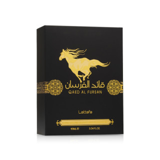 Lattafa Perfume Qaed Al Fursan EDP 90 ml — упаковка товара; крупный план; на белом фоне; самый широкий кадр