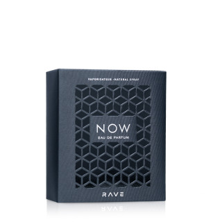Lattafa Perfume Rave NOW EDP 100 ml — produktemballage; fuld komposition; på hvid baggrund
