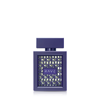 Lattafa Perfume Rave Now Intense EDP 100 ml — produktvisning; fuld komposition; på hvid baggrund