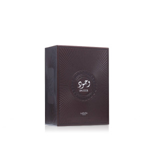 Lattafa Perfume Wajood 100 ml — ambalajul produsului; compoziție completă; pe fundal alb; încadrare cea mai largă