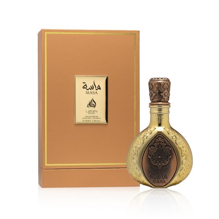 Lattafa Perfume Pride Masa 100 ml — toode ja pakend; lähivaade; valgel taustal
