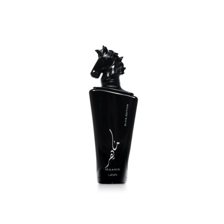 Lattafa Perfume MAAHIR Black EDP 100 ml — изображение товара; широкая композиция; на белом фоне
