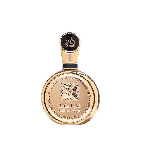 Lattafa Perfume Fakhar Extrait Gold EDP 100 ml — изображение товара; полная композиция; на белом фоне