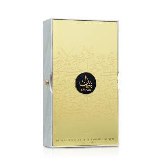 Lattafa Perfume Bayaan EDP 100 ml — productverpakking; volledige compositie; op een witte achtergrond