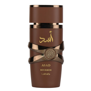 Lattafa Perfume Asad Bourbon EDP 100 ml — изображение товара; крупный план; на белом фоне