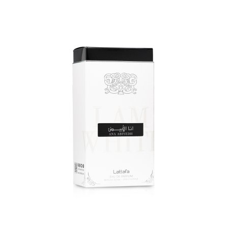 Lattafa Perfume Ana Abiyedh EDP 60 ml — упаковка товара; широкая композиция; на белом фоне