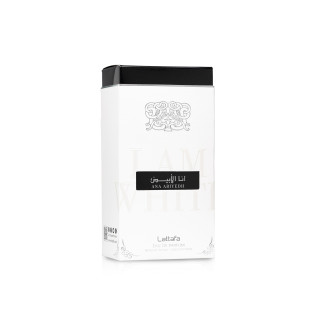 Lattafa Perfume Ana Abiyedh EDP 60 ml — упаковка товара; широкая композиция; на белом фоне