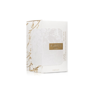 Lattafa Perfume Ajayeb Dubai Portrait EDP 100 ml — emballage du produit; composition large; sur fond blanc