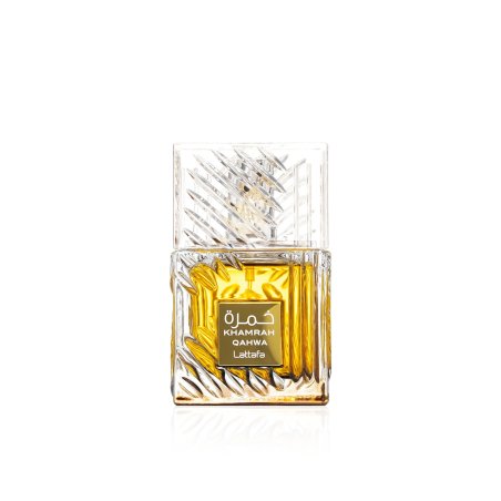 Lattafa Perfume Khamrah Qahwa EDP 100 ml — изглед на продукта; широка композиция; на бял фон