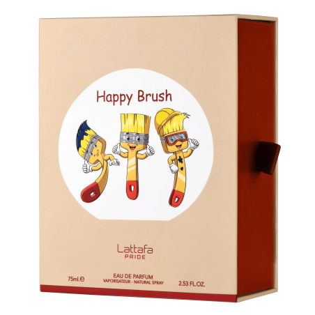 Lattafa Perfume Pride Happy Brush EDP 75 ml — toote vaade; väga lähivõte; valgel taustal; lähim kadreering