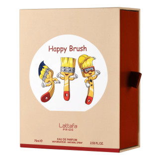Lattafa Perfume Pride Happy Brush EDP 75 ml — toote vaade; väga lähivõte; valgel taustal; lähim kadreering