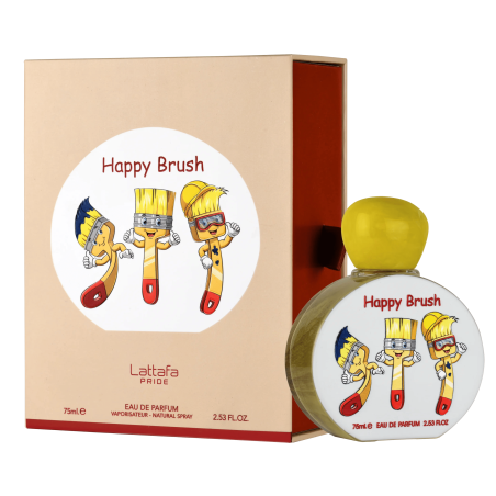 Lattafa Perfume Pride Happy Brush EDP 75 ml — toote vaade; väga lähivõte; valgel taustal; keskmine kadreering