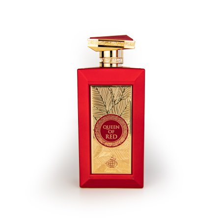 Fragrance World Queen of Red EDP 100 ml — товар и упаковка; полная композиция; на белом фоне