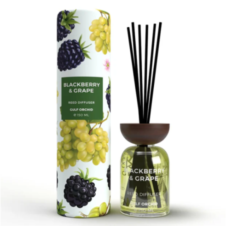 Gulf Orchid BLACKBERRY & GRAPE 150 ml — изображение товара; крупный план; с ингредиентами аромата