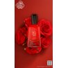 Fragrance World IS L'Amour EDP 75 ml — produkt i en stilisert setting; svært tett nærbilde; med blomster; tetteste utsnitt
