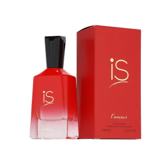 Fragrance World IS L'Amour EDP 75 ml — produkt og emballasje; nærbilde; på hvit bakgrunn