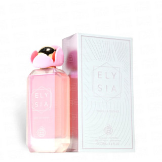 Fragrance World Elysia Vanilla Sugar EDP 100 ml — tuote ja pakkaus; koko sommitelma; valkoisella taustalla