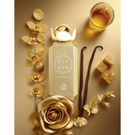 Fragrance World Elysia Sugar Patchouli EDP 100 ml — изображение товара; очень крупный план; на белом фоне
