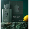 Fragrance World Night Club Green Tweed EDP 100 ml — productweergave; zeer nabije close-up; op een lichte achtergrond