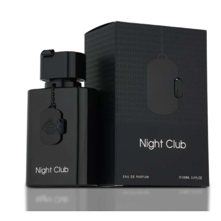 Fragrance World Night Club EDP 100 ml — упаковка товара; очень крупный план; на белом фоне; самый близкий кадр