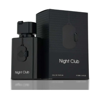 Fragrance World Night Club EDP 100 ml — упаковка товара; очень крупный план; на белом фоне; самый близкий кадр