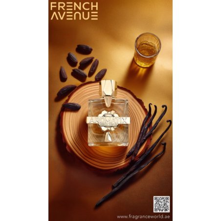 Fragrance World Aromatix X Xandal EDP 100 ml — άποψη προϊόντος; πολύ κοντινό πλάνο; πάνω σε τραπέζι