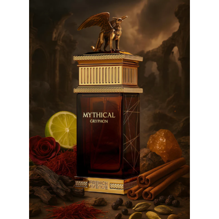 Mythical Gryphon EDP 100 ml — productweergave; zeer nabije close-up; op een witte achtergrond; meest nabije kadrering