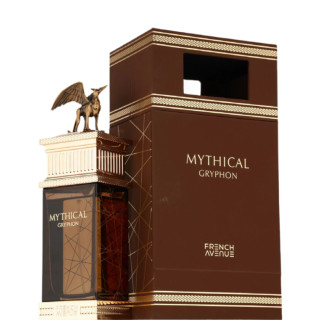 Fragrance World Mythical Gryphon EDP 100 ml — productweergave; zeer nabije close-up; op een witte achtergrond; ruimste kadrering