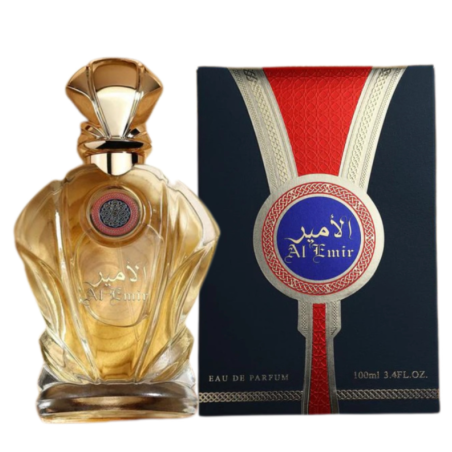 Fragrance World Al Emir EDP 100 ml — toote vaade; väga lähivõte; valgel taustal