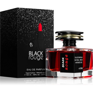 Aurora Scents Black Rouge EDP 100 ml — товар и упаковка; очень крупный план; на белом фоне