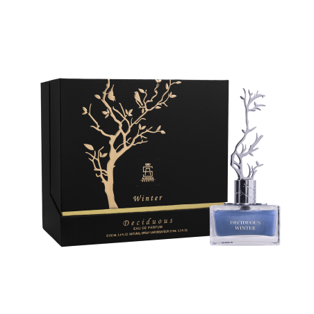 Aurora Scents Deciduous Winter EDP 100 ml — toote pakend; lähivaade; valgel taustal