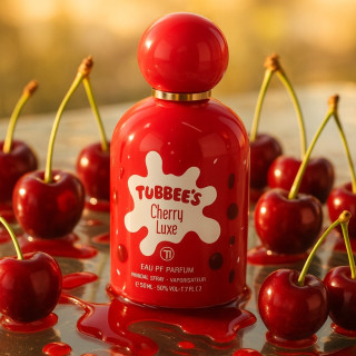 Grandeur Tubbees Cherry Luxe EDP 50 ml — изображение товара; очень крупный план; с ингредиентами аромата