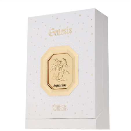 Fragrance World Genesis Aquarius (Veevalaja) EDP 100 ml — toote vaade; lähivaade; toote infograafika; kõige laiem kadreering