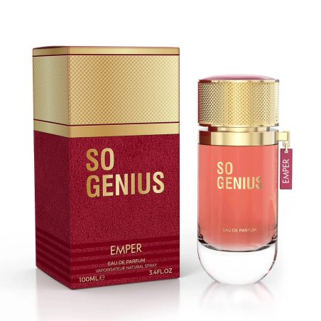 Emper So Genius EDP 100 ml — товар и упаковка; крупный план; на белом фоне