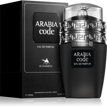 Emper Arabia Code EDP 100 ml — toote pakend; väga lähivõte; valgel taustal