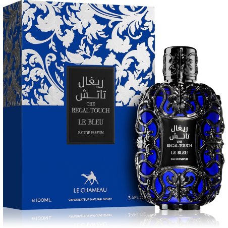 Emper Regal Touch Le Bleu EDP 100 ml — productweergave; zeer nabije close-up; op een witte achtergrond