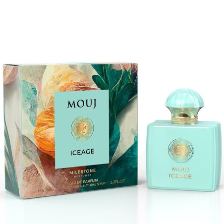 Emper Mouj Iceage EDP 95 ml — toode ja pakend; lähivaade; valgel taustal