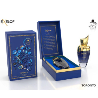 Emper Exelof Toronto EDP 85 ml — προϊόν και συσκευασία; κοντινή λήψη; σε λευκό φόντο