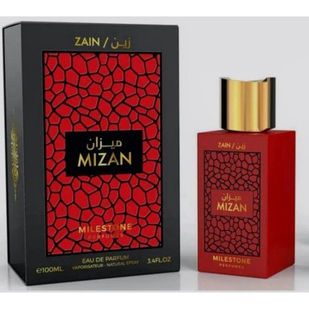 Emper Mizan Zain EDP 100 ml — toode ja pakend; väga lähivõte; valgel taustal