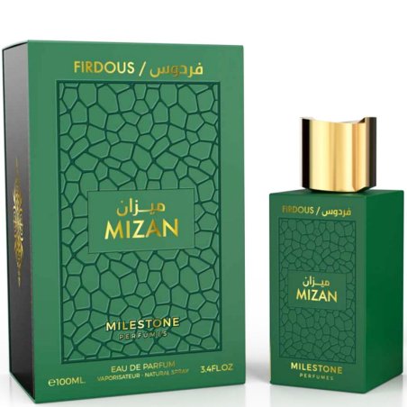 Emper Mizan Firdous EDP 100 ml — produkto pakuotė; stambus planas; baltame fone