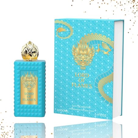 Emper Lord of Flames EDP 90 ml — tuotekuva; erittäin tiukka lähikuva; tuotteen infografiikka