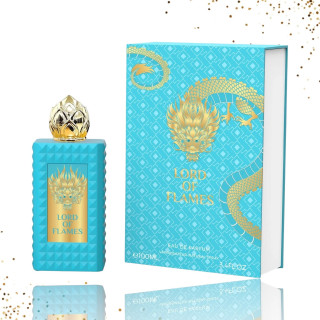 Emper Lord of Flames EDP 90 ml — tuotekuva; erittäin tiukka lähikuva; tuotteen infografiikka