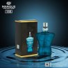 Fragrance World Marque 155 EDP 25 ml — товар и упаковка; очень крупный план; на тёмном фоне