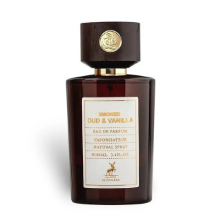 Lattafa Perfume Smoked Oud & Vanilla Maison EDP 100 ml — toote vaade; täiskompositsioon; valgel taustal