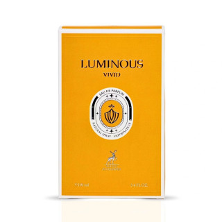 Lattafa Perfume Luminous Vivid Maison EDP 100 ml — упаковка товара; полная композиция; на белом фоне